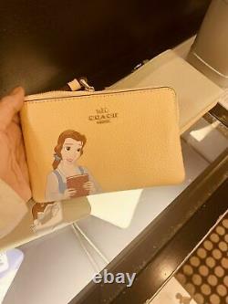 NWT Disney X Coach Corner Zip Wristlet wallet With Cinderella/ Belle/ Tiana