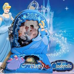 NWT Loungefly Disney Cinderella Lenticular Portrait Mini Backpack, WALLET, &Charm