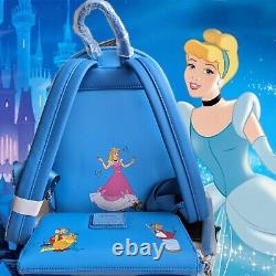 NWT Loungefly Disney Cinderella Lenticular Portrait Mini Backpack, WALLET, &Charm