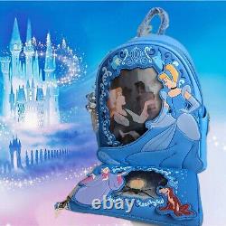 NWT Loungefly Disney Cinderella Lenticular Portrait Mini Backpack, WALLET, &Charm