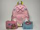 NWT Loungefly Disney Princess Cinderella Pink Dress Mini Backpack Cardholder Lot