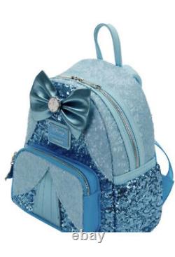 NWT Loungefly Disney Princess Sequin Cinderella Blue Bag Backpack