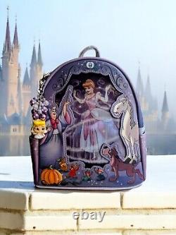 NWT Loungefly Lenticular Disney Cinderella Ball Gown Mini Backpack& CHARM