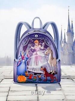 NWT Loungefly Lenticular Disney Cinderella Ball Gown Mini Backpack& CHARM