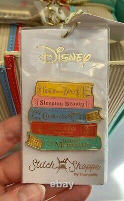 NWT Loungefly Stitch Shoppe Disney Princess Books Library Crossbody Handbag