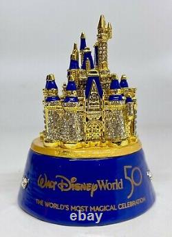 New Arribas Disney World 50th Anniversary Cinderella Castle Jeweled Trinket Box