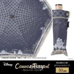 New Disney Cinderella Folding Canvas Umbrella 50cm Rain & Sun from Japan