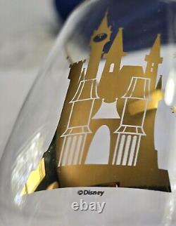 New Disney Cinderella's Castle A Dream Is A Wish Gold Wine Glasses 4-PC