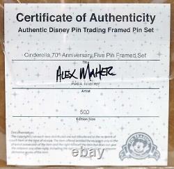 New Disney Parks Cinderella 70th Anniversary Framed 5 Pin Set LE 500