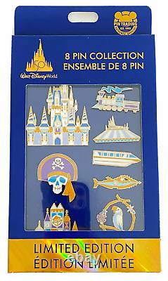 New Disney World 50th Anniversary Celebration LE 1500 Castle Boxed Pin Set Of 8