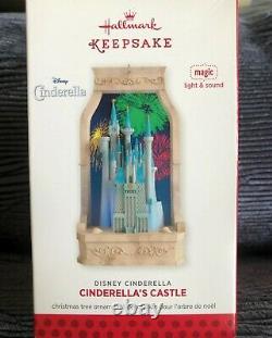 New! Hallmark CINDERELLA'S CASTLE Disney 2013 Ornament Light/Sound/Motion +Bonus