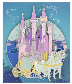 New Jumbo LE Disney Pin Cinderella Castle Coach Horses Slider Pin-on-Pin Rare