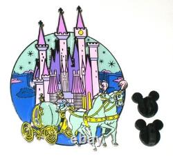 New Jumbo LE Disney Pin Cinderella Castle Coach Horses Slider Pin-on-Pin Rare LE