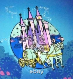 New Jumbo LE Disney Pin Cinderella Castle Coach Horses Slider Pin-on-Pin Rare LE