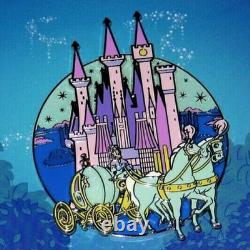 New Jumbo LE Disney Pin Cinderella Castle Coach Horses Slider Pin-on-Pin Rare LE