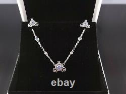 New! PANDORA Disney Cinderella Pumpkin Coach Collier Silver Necklace Earring Set