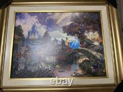New Thomas Kinkade Disney Cinderella Wishes Upon A Dream 12X16 Framed Canvas COA