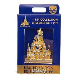 New WDW Set Of 2 50th Anniversary Jumbo Cinderella Castle Pins Gold & Pink LE