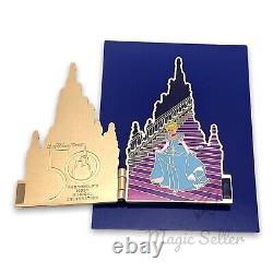 New WDW Set Of 2 50th Anniversary Jumbo Cinderella Castle Pins Gold & Pink LE