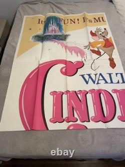 Original 1965 Disney Cinderella Movie Poster Complete Six-Sheet 4 Panel 81x81