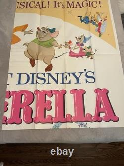 Original 1965 Disney Cinderella Movie Poster Complete Six-Sheet 4 Panel 81x81