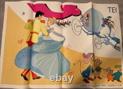 Original 1965 Disney Cinderella Movie Poster Complete Six-Sheet 4 Panel 81x81
