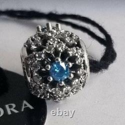 Pandora Disney Cinderella Blue Crystal Charm Sterling Silver CZ New