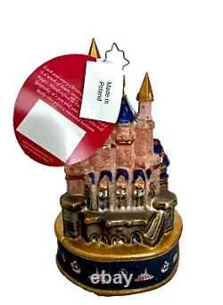 Radko Disney 50 Anniversary Magic Kingdom Glass Cinderella Castle Ornament New