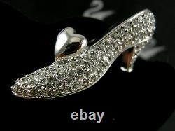 Swarovski Disney Pave' Crystal Cinderella Slipper Brooch New In Box Rare