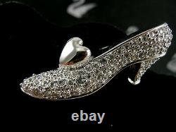 Swarovski Disney Pave' Crystal Cinderella Slipper Brooch New In Box Rare