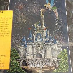 The Art of Disney Cinderella Castle Cross Stitch Kit 16x20 Tinkerbell 2001 Vtg
