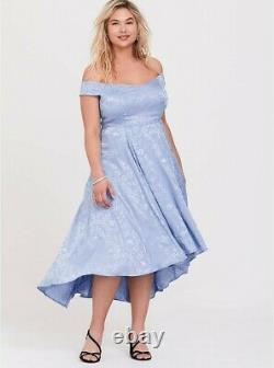 Torrid Disney Cinderella Blue Off Shoulder Satin Hi-Low Dress NWT New Cosplay 24