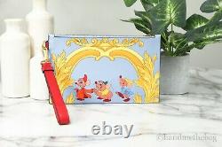 Versace X Disney Cinderella Mice Smooth Printed Leather Wristlet Clutch Pouch