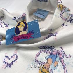 Vtg 80s 90s Walt Disney CINDERELLA Princess RARE AOP Shirt Kids Youth L NEW TAGS