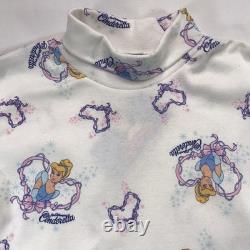 Vtg 80s 90s Walt Disney CINDERELLA Princess RARE AOP Shirt Kids Youth L NEW TAGS