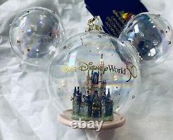 Walt Disney World 50th Anniversary Cinderella Castle Glass Ornament NEW