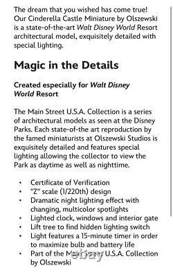 Walt Disney World Cinderella Castle Main Street Edition Light Up Olszewski NIB
