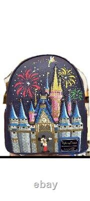 Walt Disney World Mickey Cinderella Castle Fireworks Backpack Bag Loungefly NWT